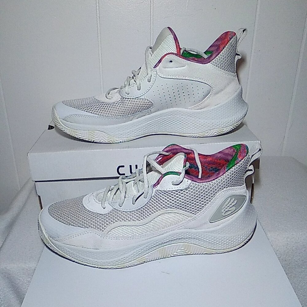 Under Armour Curry 3Z 24 SDE Men 11.5 White Basketball Athletic Shoe 3028191-114